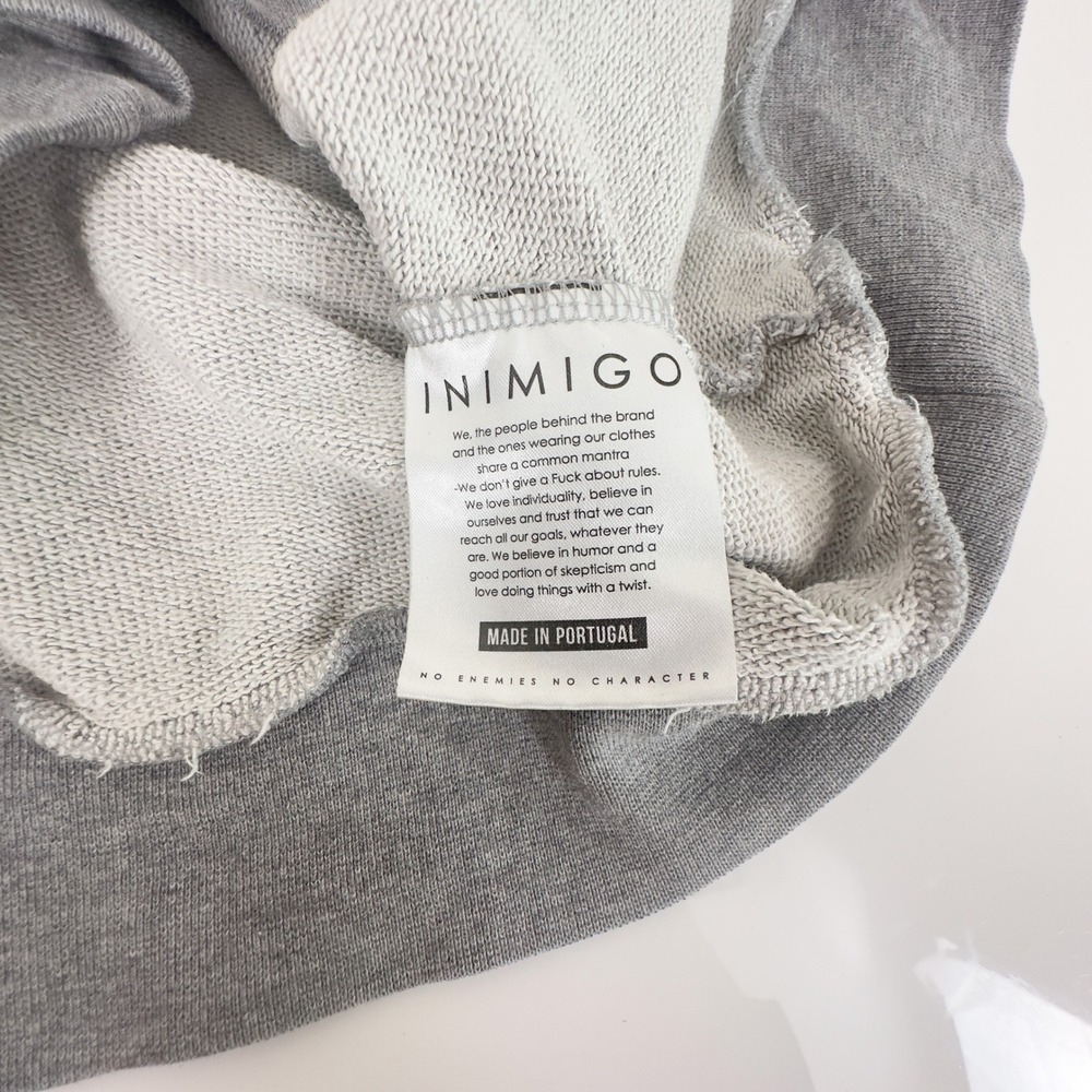 INIMIGO Mens Gray Organic Cotton Heart Embroidered Sweatshirt Size L - Picture 6 of 7
